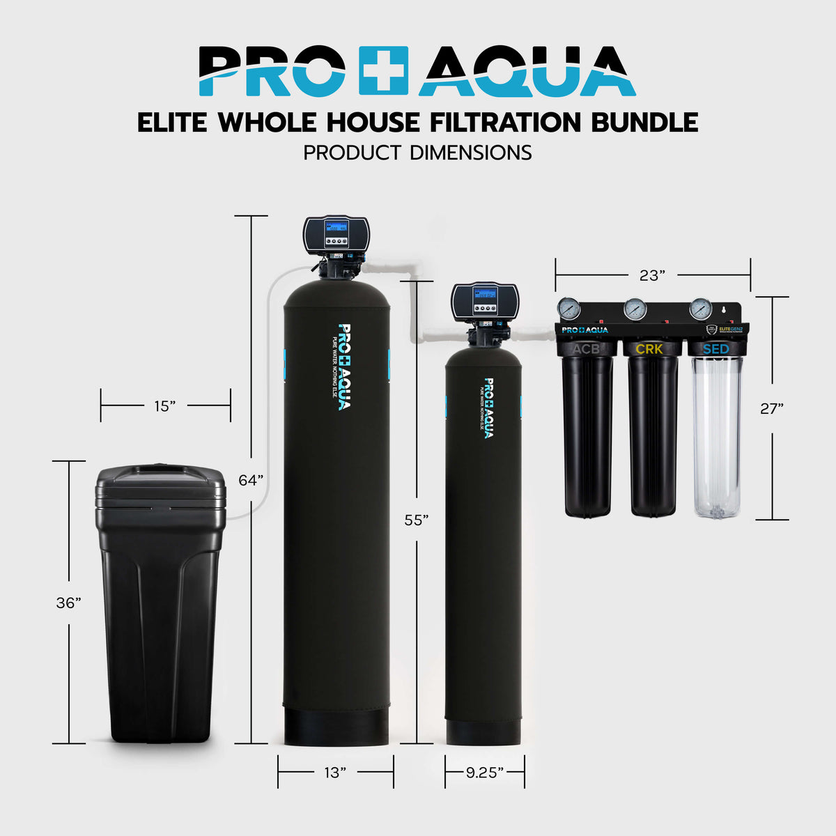 Three System Bundle | 80,000 Grain Softener, Well Water Iron/Odor Filtration and 3-Stage Filter