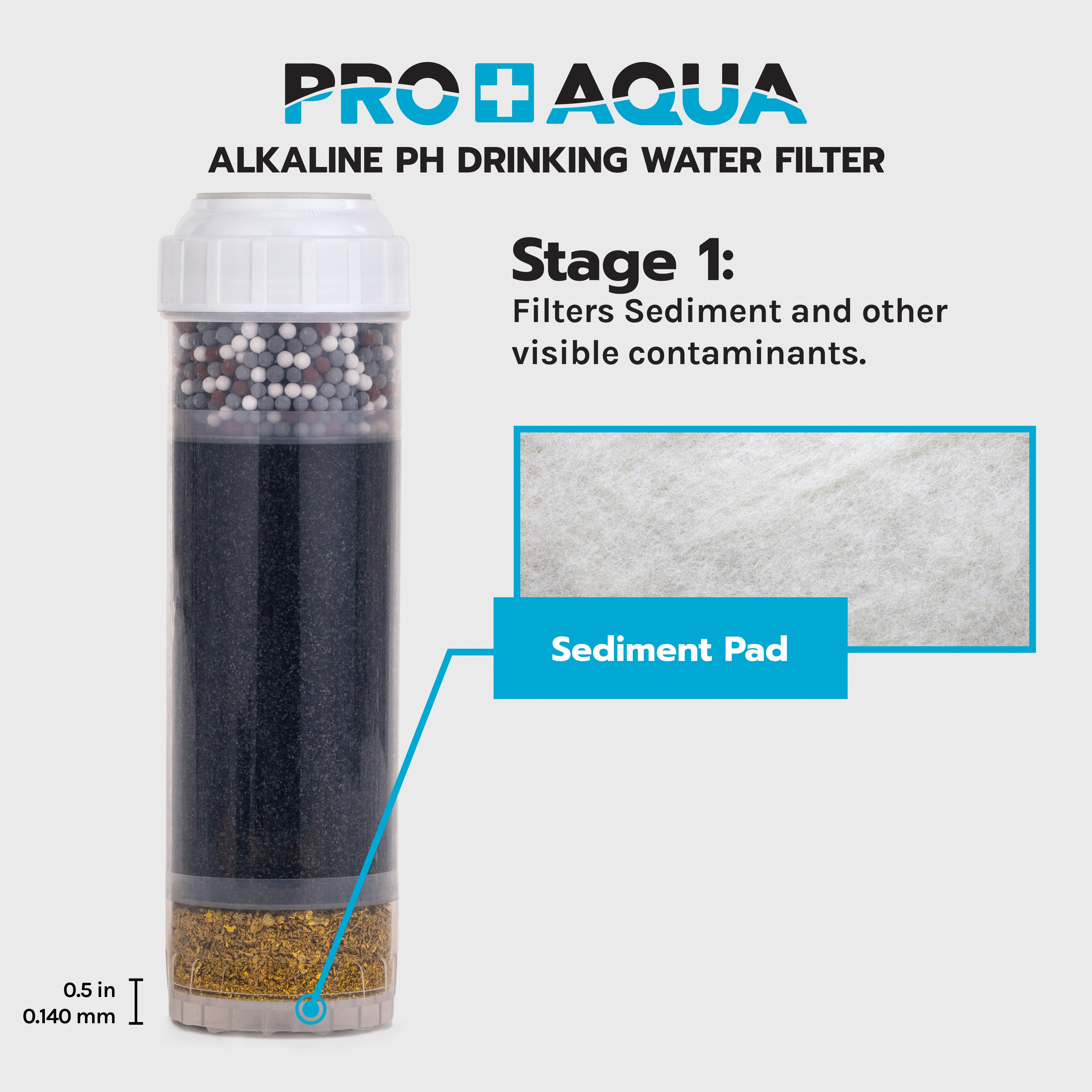 Alkaline PH Drinking Water Filter for Chlorine, Chloramines, Taste, Odor, Heavy Metals