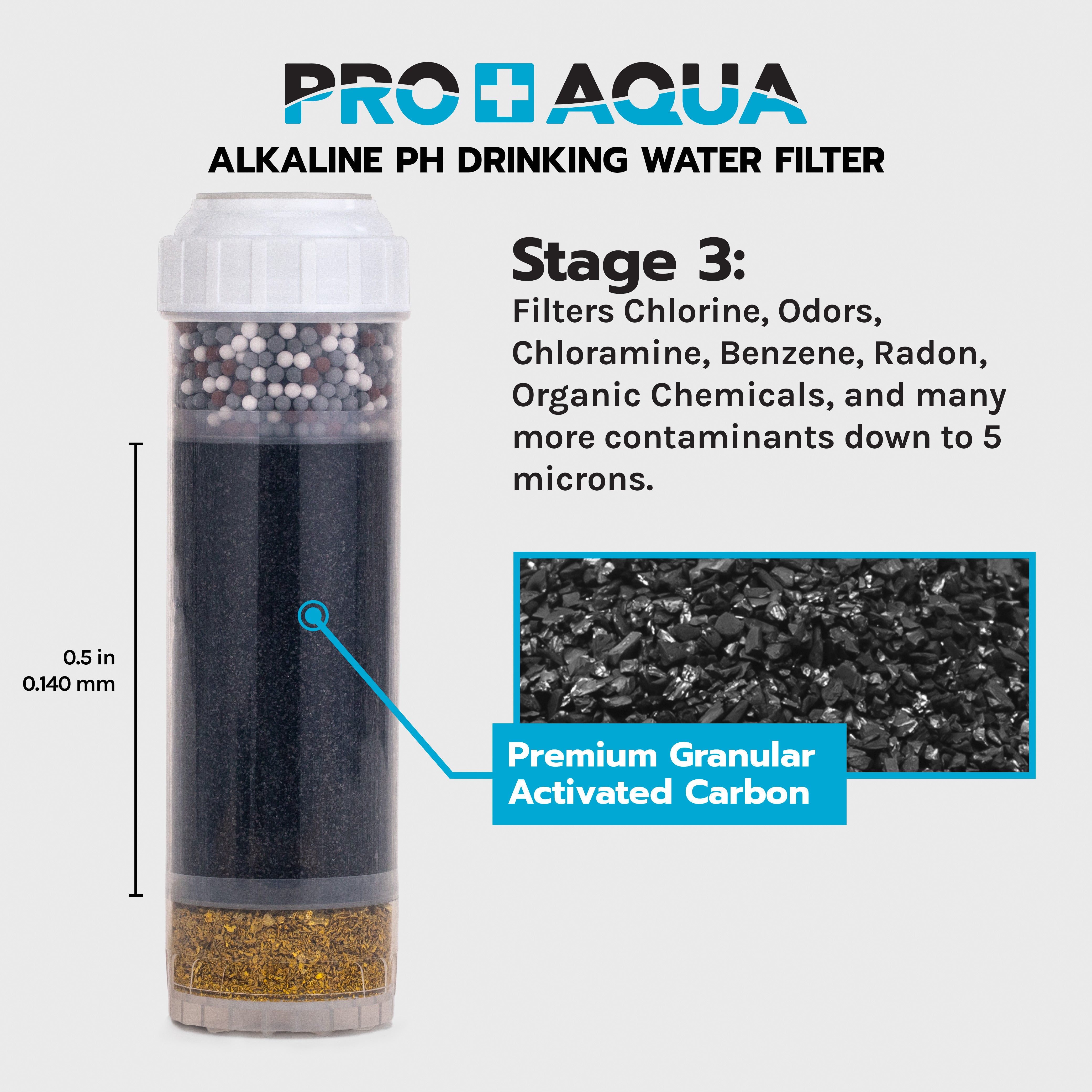 Alkaline PH Drinking Water Filter for Chlorine, Chloramines, Taste, Odor, Heavy Metals