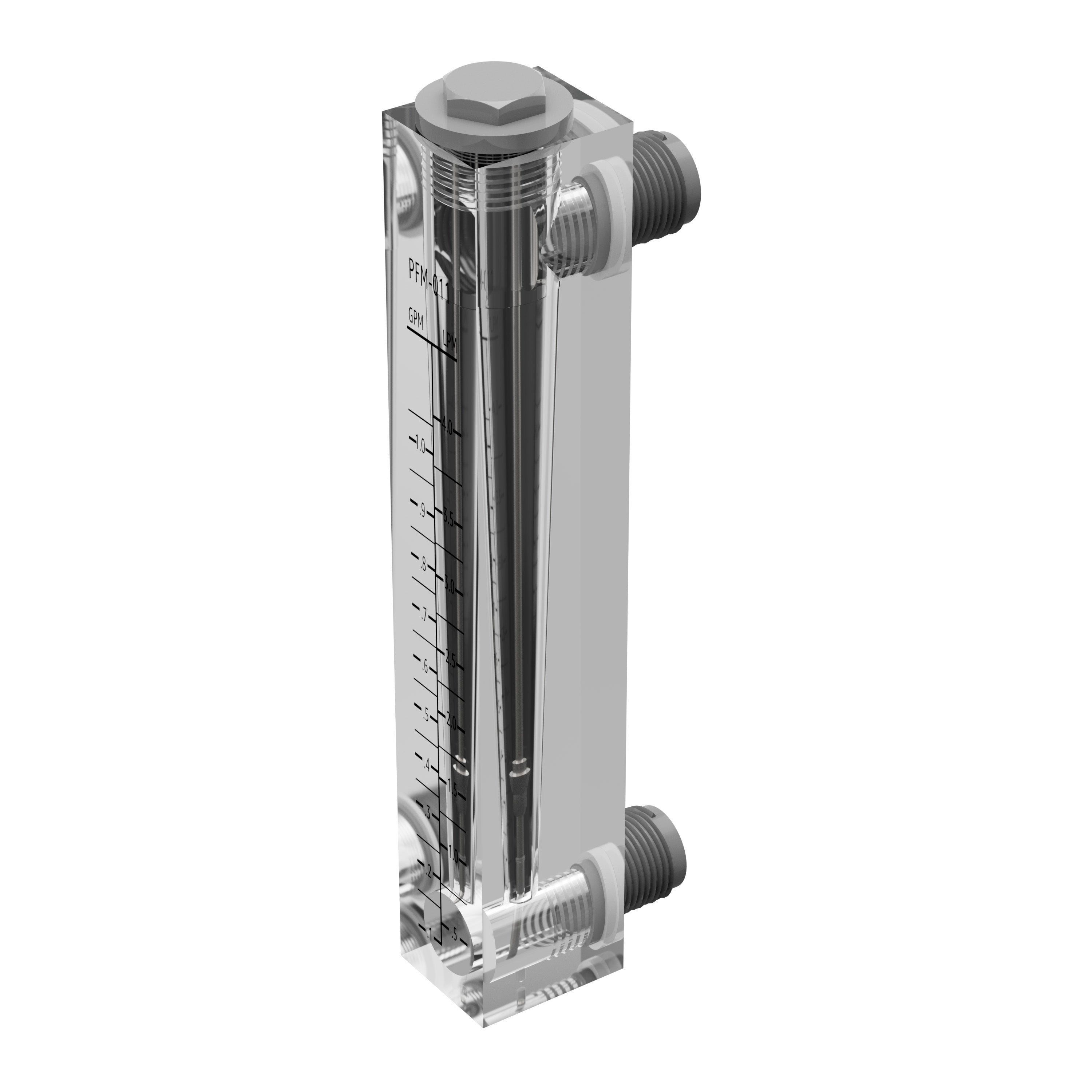 Panel Mount Flow Meter 0.1-1 GPM, 1/2" MNPT