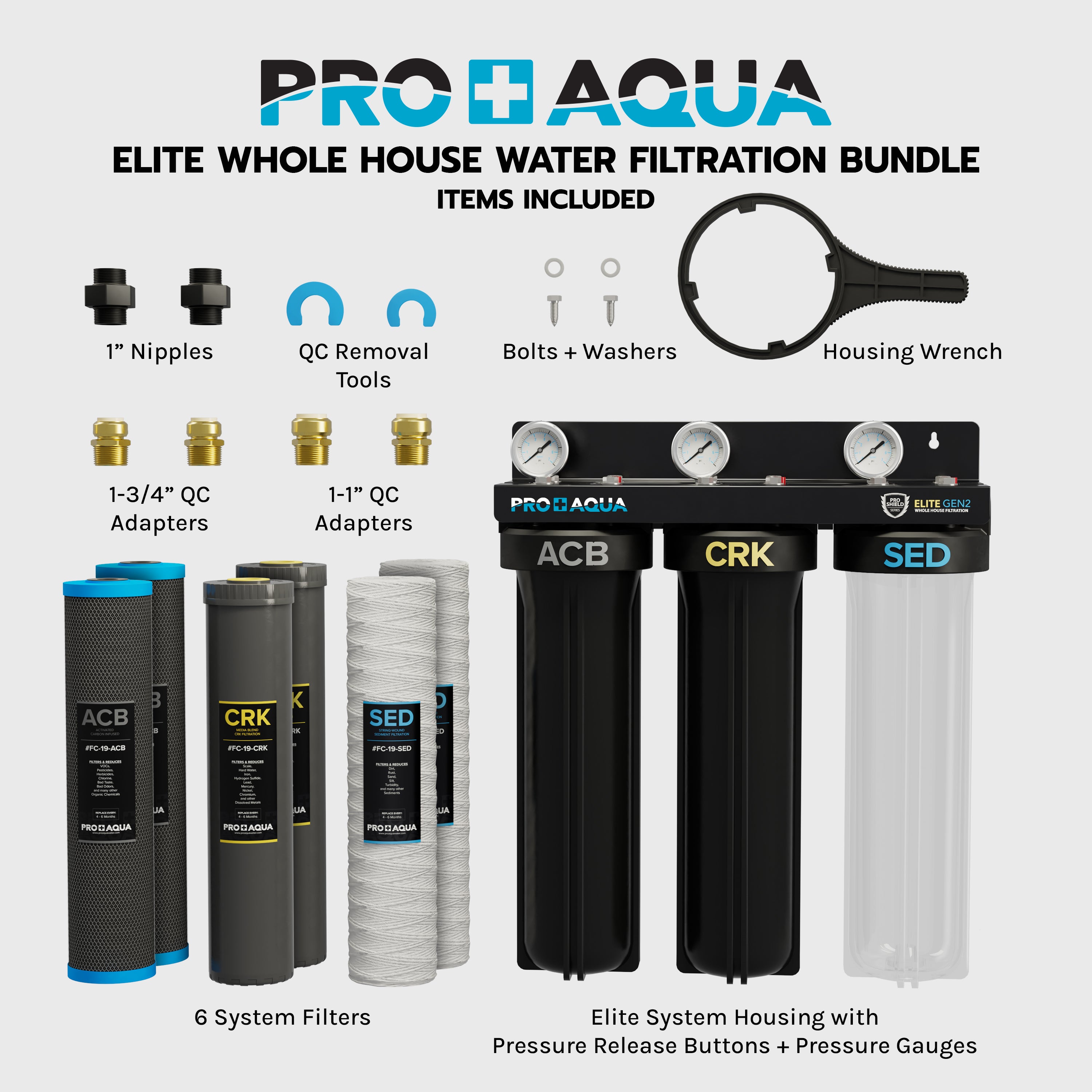 ELITE GEN2 | 3-Stage Whole House Well Water Filter System with Extra Filter Set