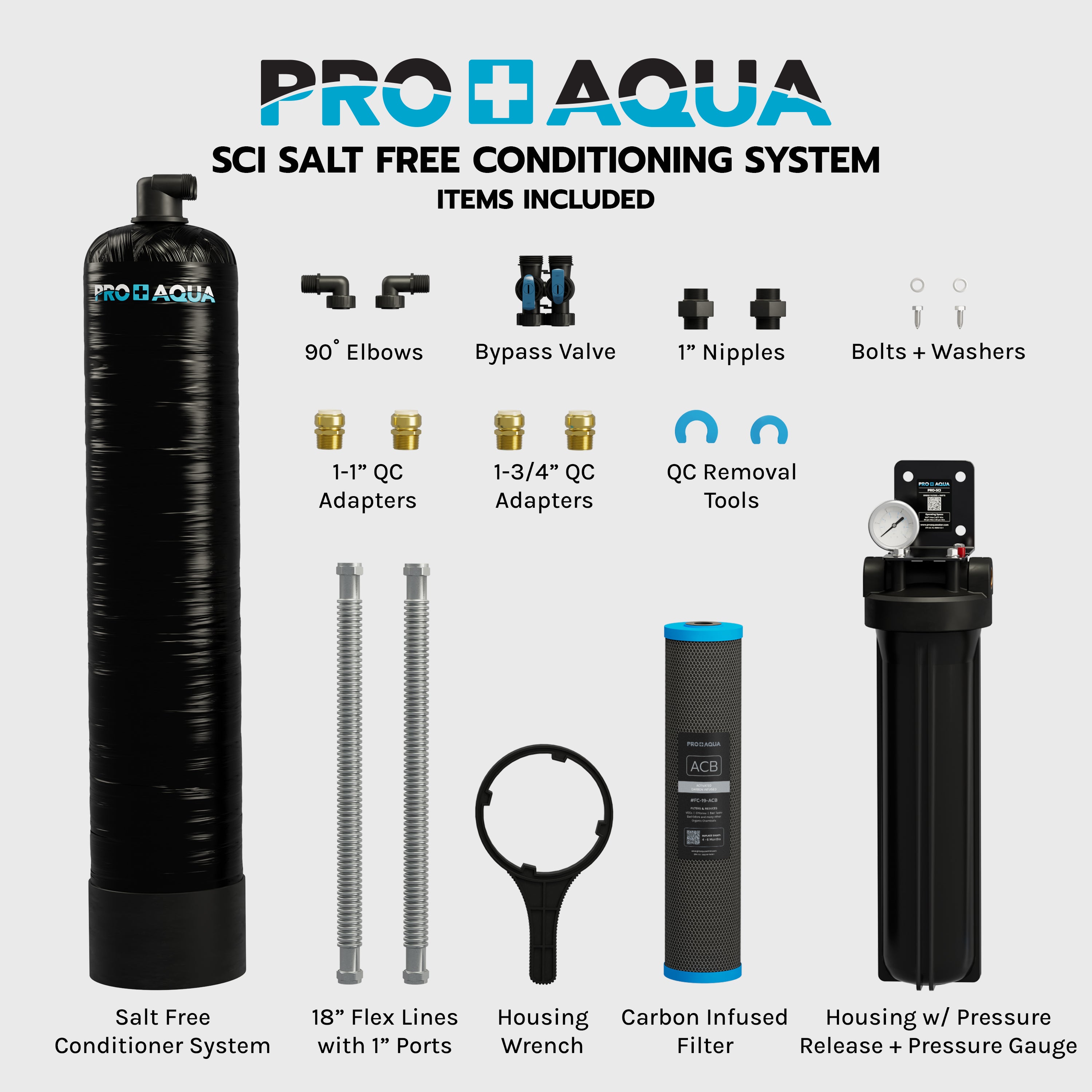 15 GPM Salt-Free Whole House Water Softener with Single-Stage Carbon Filter System