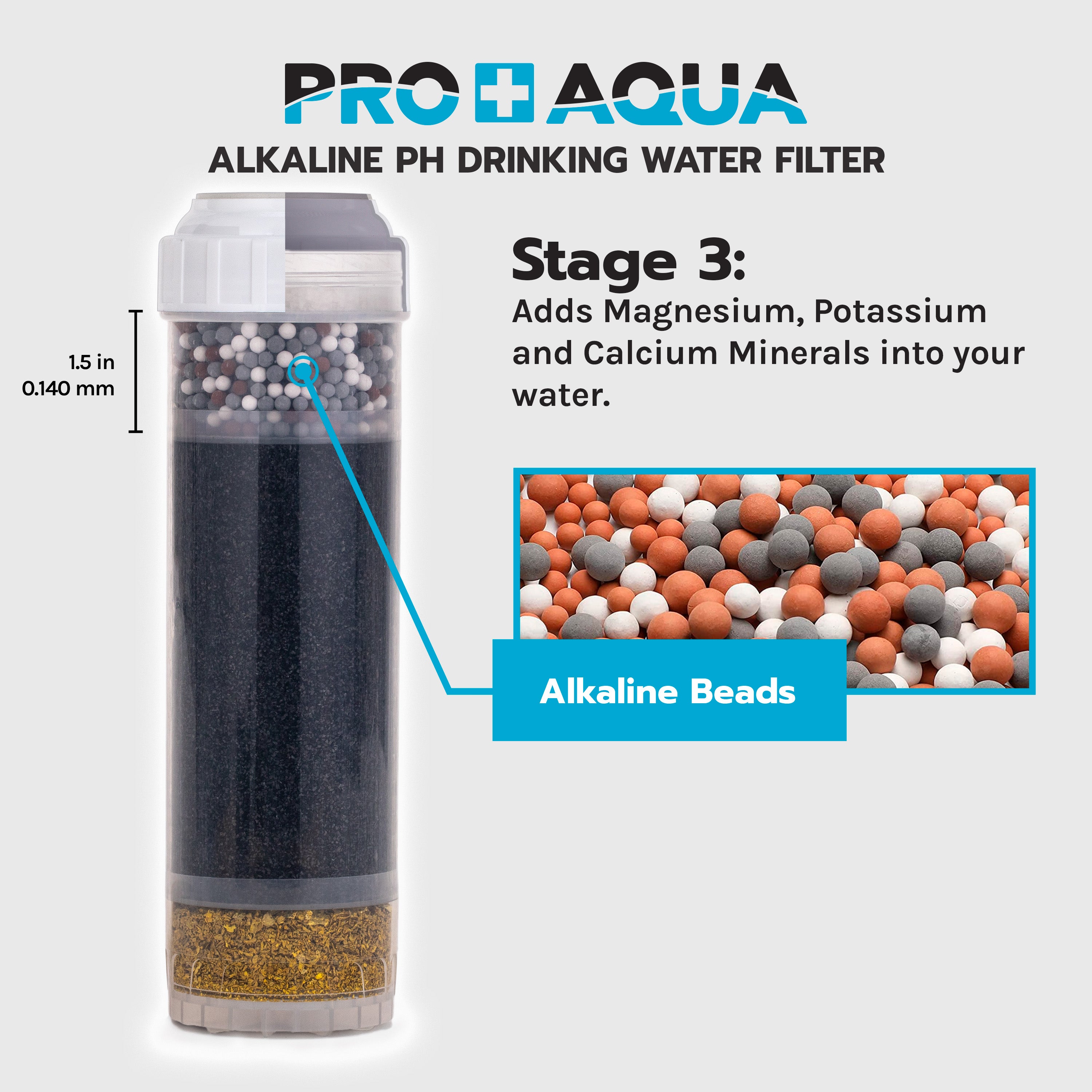 Alkaline PH Drinking Water Filter for Chlorine, Chloramines, Taste, Odor, Heavy Metals