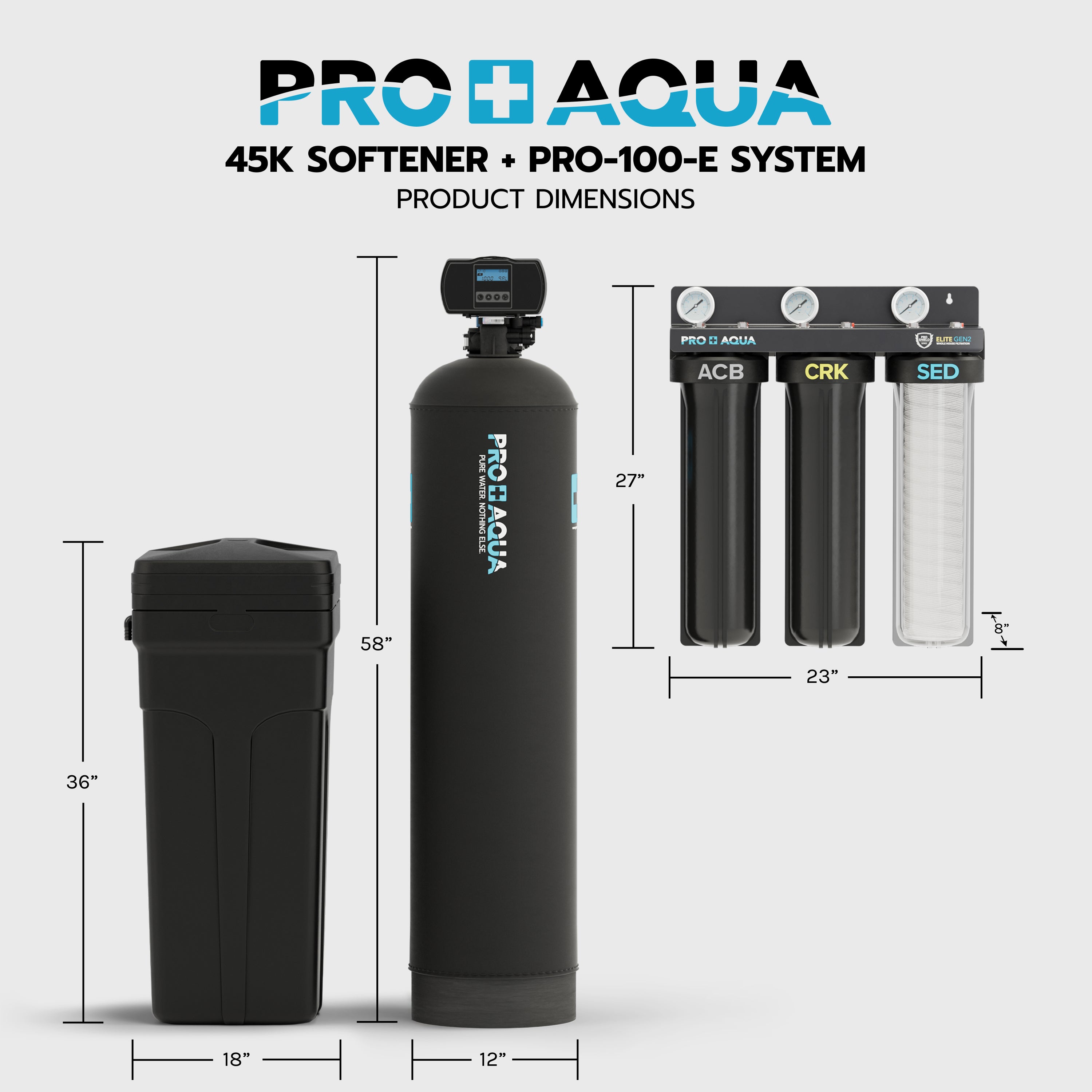 Whole House Water Filtration System + 45,000 Grain Water Softener | Bundle